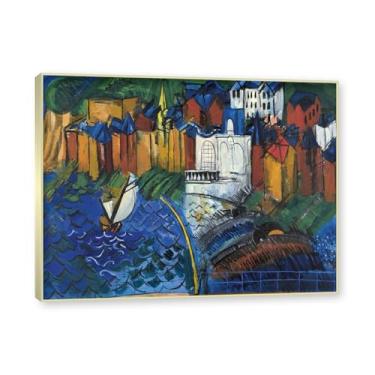 Imagem de NHLDZYH Moldura champanhe. Folhas impressionistas, (orquídea azul) de Raoul Dufy, reprodução de quadros, quadros de pinturas famosas, imagem murais quartos. 30x40cm