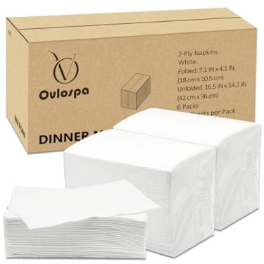 Imagem de Ovlospa Guardanapos descartáveis, 900 guardanapos brancos de 2 camadas a granel, guardanapos de jantar de papel para festa de casamento, banheiro e uso diário (42 x 36 cm)