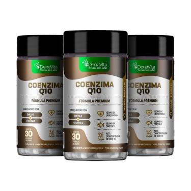 Imagem de Kit 3x Pote Coenzima Q10, Ômega 3, Vitamina E, Coq10, Tcm, Vegano, Denavita-Unissex