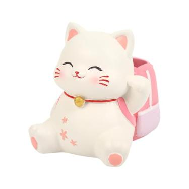 Imagem de shamjina Porta-canetas de gato, organizador de mesa de resina, fofo, decoração, porta-pincel de maquiagem para, mesa de cabeceira de cozinha,