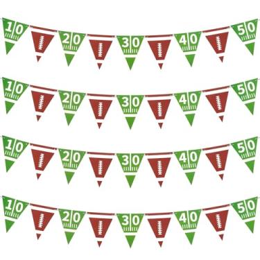 Imagem de Faixa de papel de bandeira de futebol de 4 peças 14 x 11 cm bandeiras triangulares penduradas com guirlanda de futebol, flâmulas, adereços de fotos, suprimentos de festa para jogo de futebol americano