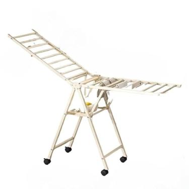 Imagem de Varal de Chão de Alta Capacidade | Estrutura Grande em Aço que Não Enferruja | Modelo Dobrável e Resistente(Varal com Rodinhas)