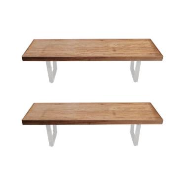 Imagem de Kit 2 Bancos Bancão Lateral Mesa Industrial 1,80m Ferragem Branca Branco