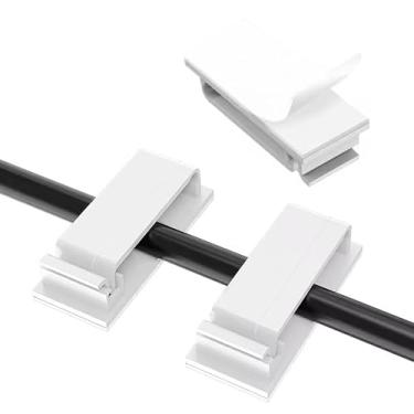 Imagem de Suporte de clipes de cabo adesivo, clipes de luz ao ar livre, clipes de fio de cabo branco, grampo de fio de acabamento de parede de nylon resistente para casa, carro, escritório gerenciamento de fios