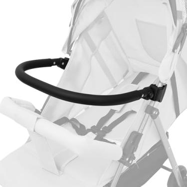 Imagem de Tzdxfgl Barra de para-choque para carrinho de bebê, alça de couro sintético de ângulo ajustável com apoio de braço transversal destacável - substituição de acessórios para carrinho de bebê preto