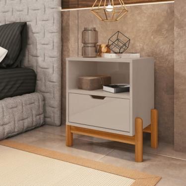 Imagem de Mesa de Cabeceira 1 Gaveta com Nicho - Design Moderno sem Puxador(Off White)