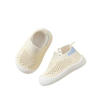 Imagem de Tênis Sapatinho Meia Infantil Antiderrapante para Primeiros Passos, Bebê 0-36 Meses, Malha Flexível, Ultra Leve 28g, Unissex, Cinza, Azul, Rosa ou Amarelo (Amarelo, BR, Bebê, Numérico, P, 24)
