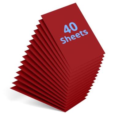 Imagem de Cartolina vermelha, 40 folhas, 21 x 28 cm, peso premium, 200 g/m², papel para impressora, artesanato, material escolar, cartões de convites