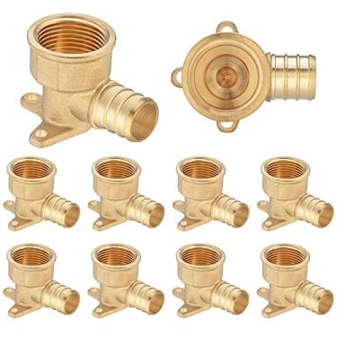 Imagem de (Pacote com 10) Lidertik Adaptador Pex de cotovelo com gota de 3/4 polegadas, PEX B F1807 de 3/10.2 cm, adaptador rosqueado fêmea NPT de latão LI-APXDEE3434 (10 peças)