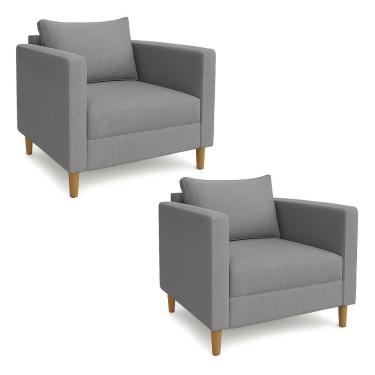 Imagem de Kit 2 Poltronas Decorativa Helena Linho Cinza Dal Poz Estofados