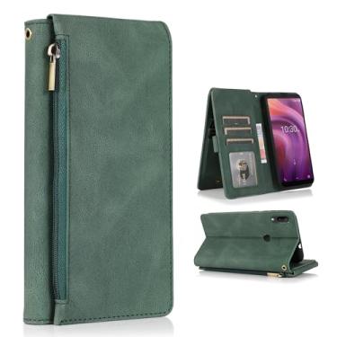 Imagem de Asuwish Compatível com Alcatel 3V 2019 Capa carteira e alça de pulso com zíper retrô capa flip de couro suporte para cartão acessórios para celular Alcatel3V Acatel 3 V V3 19 5032W mulheres homens