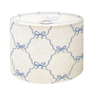 Imagem de Abajur 1 pacote fofo coquete sem costura laço de fita azul abajures de tambor para abajur de mesa lâmpadas de chão substituição abajures fácil montagem necessária