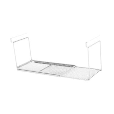 Imagem de Ioensy Prateleira para armários, organizador de aço carbono para economia de espaço, extensível para despensa, banheiro, mesa, cozinha e escritório, Branco