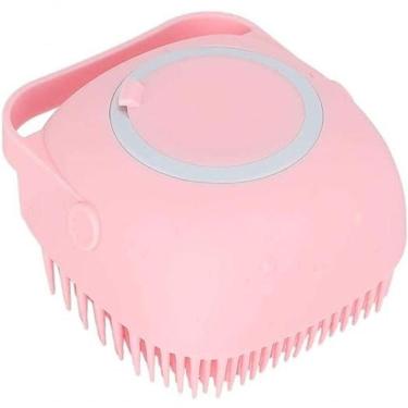 Imagem de Lava Pelo Pet Escova Banho Cachorro Gato Dispenser Shampoo Rosa - Rosa