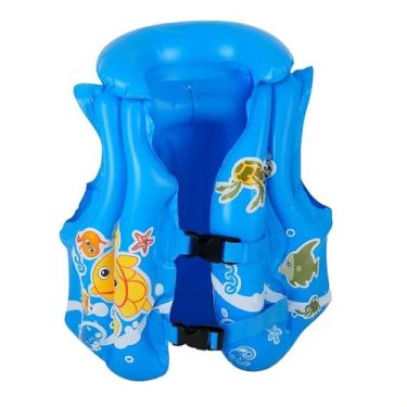 Imagem de Colete Inflável Infantil Boia Colorido Fundo do Mar 40cm com Tiras Ajustáveis Ideal para Piscina e Praia Segurança e Diversão para Crianças de 12kg a 25kg (Azul)