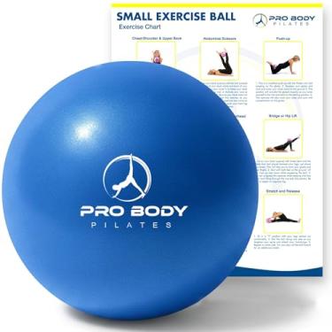Imagem de ProBody Pilates Bola de exercícios pequena - bola de treino de 22 cm para estabilidade, barra, ioga, terapia central e fisioterapia, academia em casa e uso no escritório (azul)