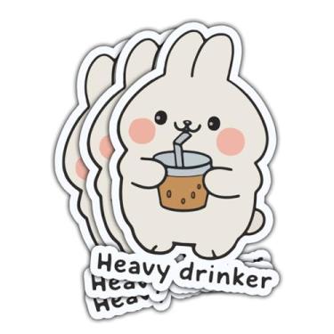 Imagem de 3 pçs adesivo de coelho boba coelho engraçado coelho boba bolha chá amante presente bebida bebedor pesado adesivos coelho bolha jantar pérola leite chá decalque para laptop garrafa de água caixa de
