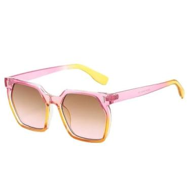 Imagem de Óculos de sol da moda femininos, armação retrô degradê, rebites, uv400, masculino (rosa)