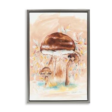 Imagem de Stupell Industries Arte de parede em tela flutuante cinza trio de cogumelo terroso marrom, design por Cady Driver, 25 x 17
