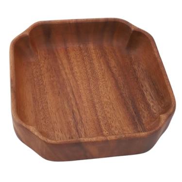 Imagem de Bandejas de Madeira Bandejas de Madeira Servindo Travessas Ecológicas Bandejas Multiuso Decoração de Casa para Salada Sobremesa Frutas Lanche Porca (Quadrado)