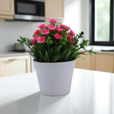 Imagem de Generic 1 peça de plantas artificiais pequena orquídea de plástico rosa vermelha 10 x 10 x 20 cm