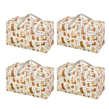 Imagem de VENO Pacote com 4 sacos de mudança e grandes caixas de armazenamento de decoração de Natal com tampas. Alternativa a caixas de mudança, suprimentos de embalagem para faculdade. Bolsas resistentes