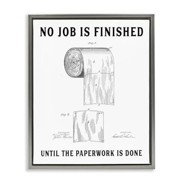 Imagem de Stupell Industries No Job finished papel higiênico preto moldura flutuante arte de parede em tela, design por Lettered and Lined, 78 x 63 cm