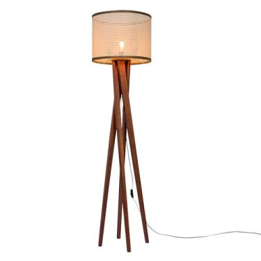 Imagem de Luminária Chão Crital Em Madeira Maciça Alto Design Rústico (Tela Sintética)
