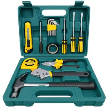 Imagem de Maleta De Ferramentas 16 Peças Kit Completo Com Alicate Martelo Chave Inglesa Jogo Allen