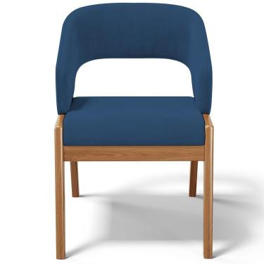 Imagem de Cadeira De Jantar E Estar Living Estofada Lince L02 Suede Azul Marinho - Lyam Decor