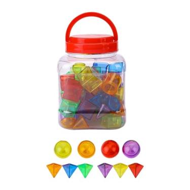 Imagem de EHJRE 60Pcs Blocos Transparentes Manipulativos Sólidos Geométricos para Crianças Crianças