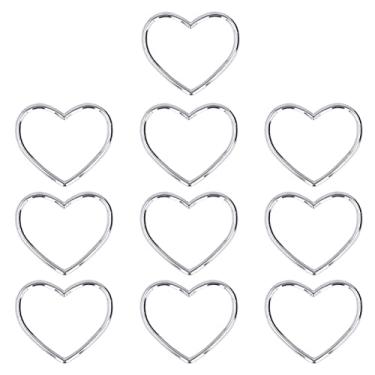 Imagem de Chaveiro em formato de coração, acessórios, design elegante, faça você mesmo, chaveiros para crianças, presentes, lembranças, material de ferro, conjunto de 10 peças (níquel branco)