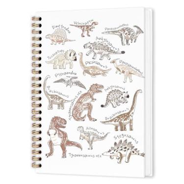 Imagem de nvucamd Caderno espiral de dinossauros infantis, caderno de diário de dinossauro, presentes fofos de material escolar de escritório, cadernos de diário de dinossauros para meninos e crianças, 14 x 21