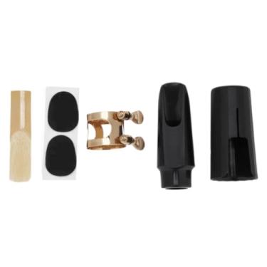 Imagem de Chiffonade Kit de bocal de saxofone alto e tenor com liga de metal, palheta, almofadas, tampa de plástico, acessórios práticos de saxofone (saxofone soprano)