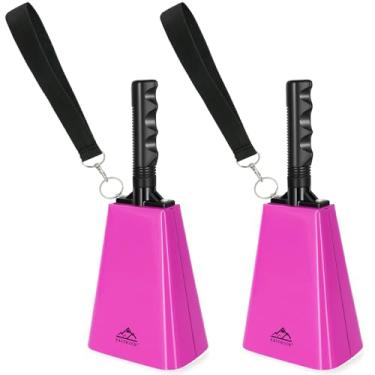 Imagem de EASTROCK Sino de vaca, criadores de ruído de sinos de vaca, sinos de torcida para eventos esportivos, sino de vaca com alça para jogos de futebol, formatura, escola, fazenda roxa 2 peças