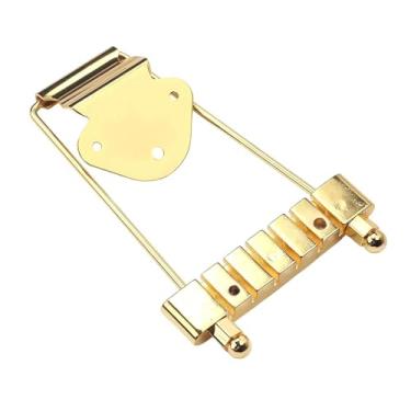 Imagem de oshhni Ponte trapezoidal para guitarra de 6 cordas, substitui diretamente os acessórios de instrumentos musicais para guitarra jazz archtop, Ouro