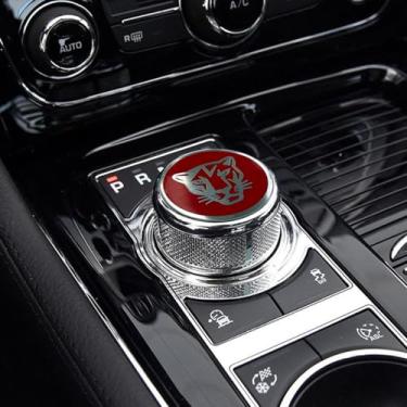 Imagem de AJLOTMO Capa de moldura de painel, acessórios de acabamento, capa de botão de câmbio, decoração, adesivo, emblema compatível com Jaguar XF XE XJ F-Pace (vermelho-B)