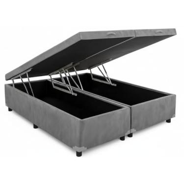 Imagem de Cama Box Baú Casal Bipartido 69 Blindado Diversas Cores - (138x188x42) (Suede Cinza)