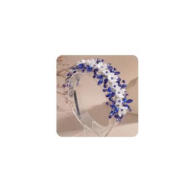 Imagem de Rumtock Contas de cristal de flor branca, coroa de casamento, tiara de noiva feita à mão com pétalas de strass para ocasiões especiais, joias para banquetes, One Size, Aolly, Sem Pedra Preciosa