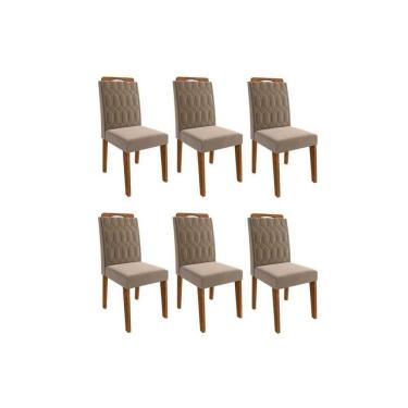 Imagem de Cadeira Sala De Jantar Paola Wood Kit 6 Un Carvalho/suede Joli Capuccino - Cimol