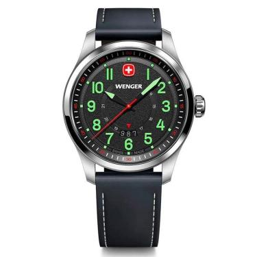 Imagem de Relógio Suíço Wenger Terragraph Mostrador Preto Pulseira Couro Preta 01.0541.121-Masculino