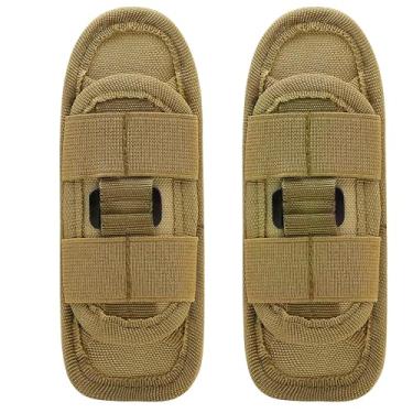 Imagem de VIIDOO Molle Bolsa para lanterna, suporte de lanterna tática, coldre para cinto de serviço, clipe giratório extensível, suporte de 360 graus para cinto de segurança militar da polícia, 2 peças - TAN