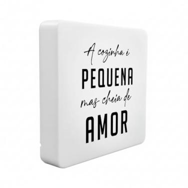 Imagem de Luminária Box Slim Pequena Mas Cheia de Amor USB, LED 5W, Bivolt, Polietileno, 20x18x5 cm, Luz Difusa, com Cabo USB 1,2m
