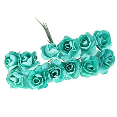 Imagem de 12 Unidades Ramo Flores de Papel Artificiais com 2 5mm Rosas Falsas para Carro Casamento Caixa Bombons DIY Corona Decoração Artesanal Festa Casa Arranjos Bouquets Centros Mesa Artesanato