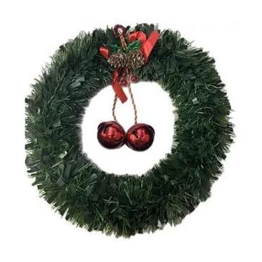 Imagem de Guirlanda De Natal Enfeite Com Laço Vermelho Para Porta (Nevada, 30cm)