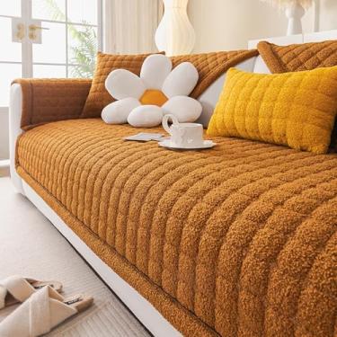 Imagem de HGTRH Capa sofá Chaise Long 3 lugares ajustável anti-gelos, cobertura sofá Chaise longo antiderrapante, universal capas decorativas para sofá antiderrapante ajustável castanho 70 * 180