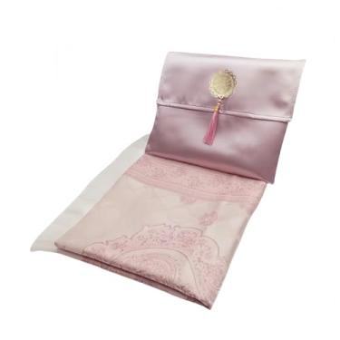 Imagem de WABIWABI@HOME Conjunto de presente Ramadã e Eid – Tapete de oração islâmica com contas Tasbih, tapete de oração premium em saco ou caixa de presente, ideal para homens e mulheres muçulmanos (rosa