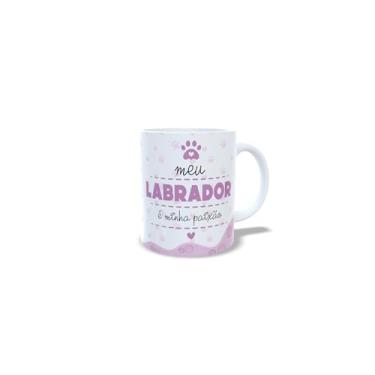 Imagem de Caneca de Cerâmica 325ml com Tema Beagle, Design de Cachorro com Flores, Branco e Rosa (13193)