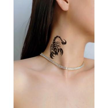 Imagem de Design de escorpião preto moderno realista tatuagens temporárias braço abdominal traseira tornozelo pescoço cicatriz capa corpo tatuagem temporária impermeável adesivo 1 pacote