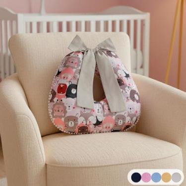 Imagem de Almofada Apoio de Amamentação Pompom Bebê Menina Menino 01 Peça - Mari